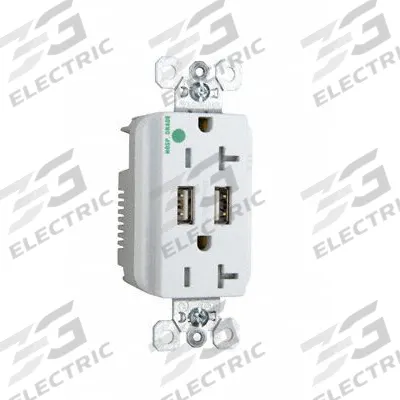 LEGRAND Receptacle: Duplex, 5-20R, 2 USB Ports, USB Type A, White, 125V AC - Hospital-Grade Receptacles with USB Chargers