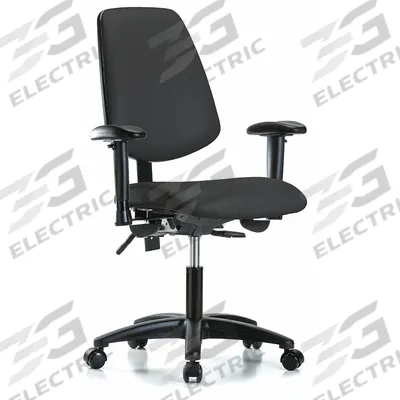 APPROVED VENDOR Cleanroom Chair: Vinyl, Arms Included, Ht Range 19 in to 24 in, 18 1/2 in Seat Wd - Vinyl Lab Chairs