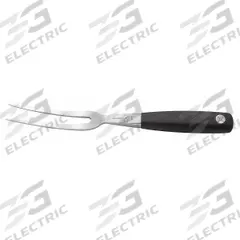 MERCER CUTLERY Meat Serving Fork: 10 1/2 in Overall Lg, Black/Silver, NSF Certified, 2 Tines (MPN M20806). Key specifications — Material: High Carbon Stainless Steel; Brand: MERCER CUTLERY; NSF Certified: Yes; Color: Black/Silver.