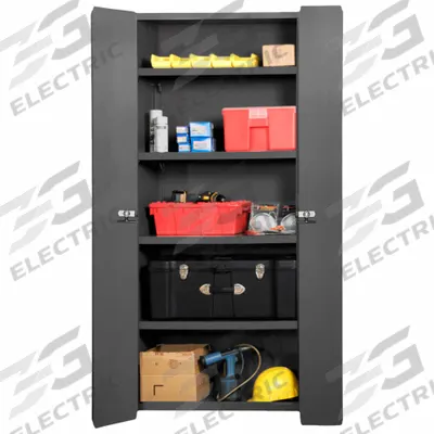 DURHAM MFG Storage Cabinet: 36 in x 24 in x 84 in, Swing Handle & Padlock Hasp - Tight-Clearance Industrial Shelf Cabinets