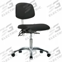 ESD/Cleanroom Chair: Vinyl, Armless, Ht Range 19 in to 24 in, 19 in Seat Wd, 18 in Seat Dp, 0 Glides (MPN BR-NECR-DHCH-CR-T0-A0-EC-ESDBLK). Key specifications — Foot Support: No; Back Tilt Backward: 13.5°; Back Tilt Forward: 10.5°; Base Material: Aluminum; Brand: APPROVED VENDOR; Product Type: Cleanroom Chair; Cleanroom Class: ISO 5; ESD-Safe: ESD-Safe.