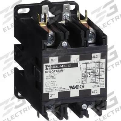 SCHNEIDER Definite Purpose Contactor: 2 Poles, 120V AC, 75 A - Enclosed Non-Reversing Definite Purpose Contactors
