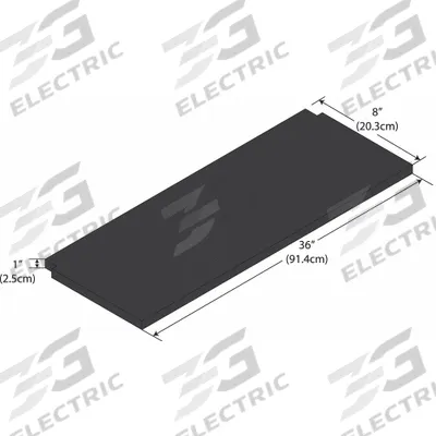 INSTOCK Notched Shelf: 36 in Overall Lg, 8 in Overall Wd, 1 in Overall Ht, Phenolic - Lab Shelves & Components