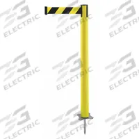 TENSABARRIER Barrier Post with Belt: Black/Yellow, Chevron, No Legend, 13 ft Belt Lg, Yellow (MPN 884-35-MAX-D4X-C). Key specifications — Base Material: Metal Alloy; Belt Color: Black/Yellow; Brand: TENSABARRIER; Post Material: Plastic; Post Color: Yellow; Message: No Legend.