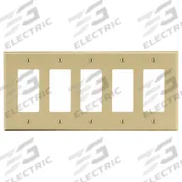 HUBBELL Wall Plate: Decorator-Rocker, 5 Gang, Ivory, Std Size (MPN P265I). Key specifications — Brand: HUBBELL; Material: Polycarbonate.