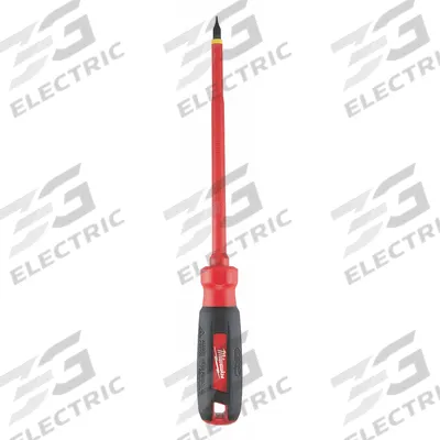 MILWAUKEE Insulated Slotted Screwdriver: 3/16 in Tip Size, Long Lg, 10 in Overall Lg - Insulated Slotted Screwdrivers