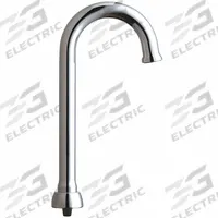 CHICAGO FAUCETS Spout: Spout, Gooseneck, Swivel Spout, Brass, Polished Chrome, 1.5 gpm Flow Rate (MPN GN1FCJKABCP). Key specifications — Includes: Mounting Hardware; Product Type: Spout; Spout Style: Swivel; Body Material: Brass; Color/Finish: Polished Chrome; Brand: CHICAGO FAUCETS.