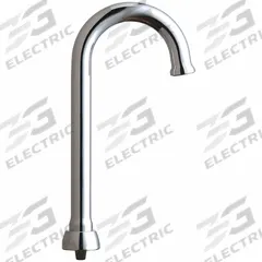 CHICAGO FAUCETS Spout: Spout, Gooseneck, Swivel Spout, Brass, Polished Chrome, 1.5 gpm Flow Rate (MPN GN1FCJKABCP). Key specifications — Includes: Mounting Hardware; Product Type: Spout; Spout Style: Swivel; Body Material: Brass; Color/Finish: Polished Chrome; Brand: CHICAGO FAUCETS.