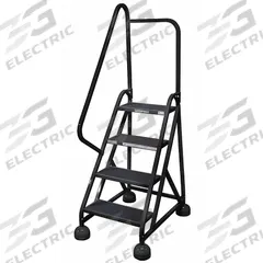 COTTERMAN Rolling Ladder: 3 ft Platform Ht, Partially Assembled, Steel, Wt-Actuated Auto-Lock (MPN ST-402 A2 C7 P5). Key specifications — Includes Handrails: Handrails Included; Material: Steel; Brand: COTTERMAN; Color: Black.