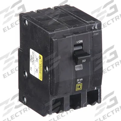 SQUARE D Miniature Circuit Breaker: 50 A, 120/240V AC, Three Phase, 22kA at 120/240V AC - QO Series, Plug-In Square D Miniature Circuit Breakers
