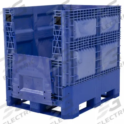 BUCKHORN Collapsible Bulk Container: 28.4 cu ft, 48 in x 40 in x 34 1/2 in, Lid Not Included - Collapsible Plastic Bulk Containers