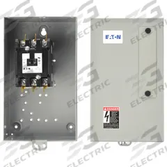 EATON Definite Purpose Contactor: 3 Poles, 120V AC, 60 A, Non-Reversing, Std Contactor Frame Size (MPN C25FGF360A). Key specifications — Brand: EATON; Coil Voltage: 110-120V AC; Contactor Style: HVACR Definite Purpose Contactor; Frame Size: F; Terminal Connection Type: Quick-Disconnect Terminals; Maximum Voltage Rating: 690V AC; Series: C25 Series; Phase: Three.