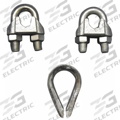 Dayton Wire Rope U-Bolt Clip and Thimble Kit: 1/2 in Compatible Rope Dia - Clip & Thimble Kits