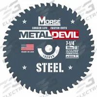 MORSE Circular Saw Blade: 7 1/4 in Blade Dia., 48 Teeth, 0.08 in Cut Wd, 5/8 in Arbor Size, Carbide (MPN 102636-WWG). Key specifications — attr1116119: MORSE; attr1145631: Steel.