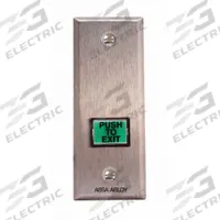 SECURITRON Exit Push Button: 4 1/2 in Ht, 1 3/4 in Dp, 2 3/4 in Wd, Gray, Gray – Stainless Steel (MPN EEB3N). Key specifications — Color: Gray; Product Type: Exit Push Button; Operation Type: Push Button; ADA Compliant: No; Brand: SECURITRON.