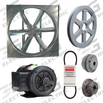 Dayton Supply Fan w/Drive Package: Belt Drive, 48 in Blade, Totally Enclosed, 17,349 cfm - Belt-Drive Panel Supply Fans with Drive Package