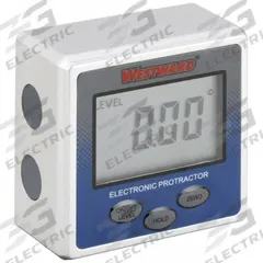 WESTWARD Digital Protractor: -360°to 360°, +/-0.20° Accuracy, Aluminum Frame, 2 15/64 in (MPN 2YNK6). Key specifications — attr1182193: Aluminum Frame; attr1182194: +/-0.20°; attr1182197: Hold Function; attr1182199: LCD; attr1182218: WESTWARD.