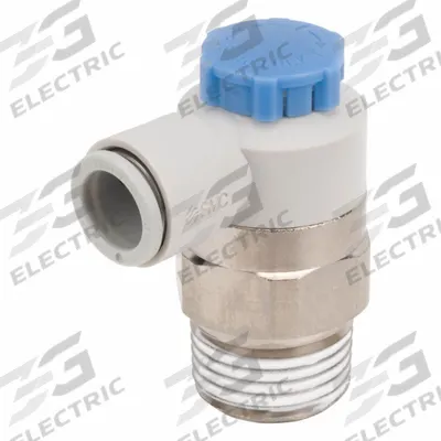 SMC Speed Control Valve: Elbow Fitting, Knob, 1/2 in Valve Body Size, 12 mm Tube - Elbow-Style Speed Control Valves