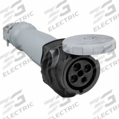 HUBBELL Pin and Sleeve Connector: Black, 600V AC, Three Phase, 100 A, 3 Pole, 4 Wire - Washdown-Rated Connectors