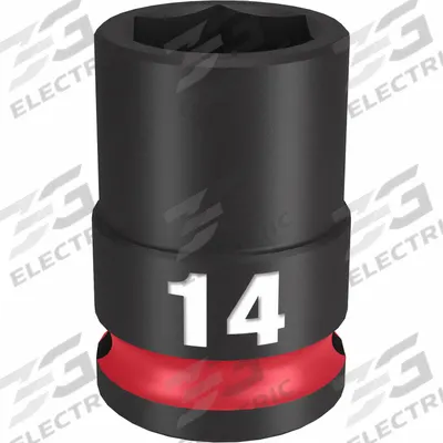 MILWAUKEE Standard Impact Socket: 3/8 in Drive Size, Metric, 14 mm Socket Size, 6-Point - 3/8" Drive Impact Sockets