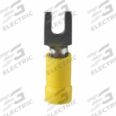 PANDUIT StrongHold(TM) EV10-6FB-Q Loose Piece Forks: Yellow, Vinyl, #6 Stud Size - Insulated Fork Terminals