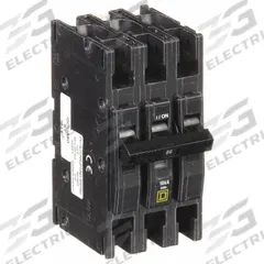 SQUARE D Miniature Circuit Breaker: 80 A, 120/240V AC, Three Phase, 10kA at 120/240V AC, 3 Poles (MPN QOU380). Key specifications — Phase: Three; Amps: 80 A; AC Voltage Rating: 120/240V AC; Max. AIR Rating: 10kA at 120/240V AC; For Use With: Air Conditioning and Refrigeration Equipment; Brand: SQUARE D.