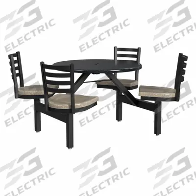 PALMER HAMILTON Picnic Table: Fiberglass, Durable Fiberglass Finish, Black/Gray - Round Picnic Tables