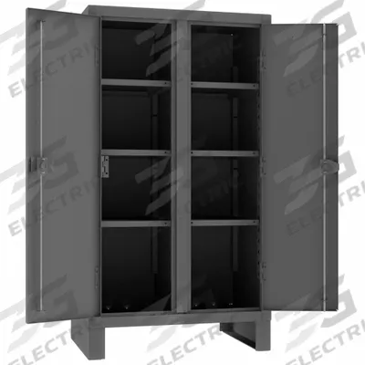 DURHAM MFG Storage Cabinet: 36 in x 24 in x 66 in, 6 Adj Shelves, 2 Doors, Legs, Gray - Shelf-Style Shift Cabinets