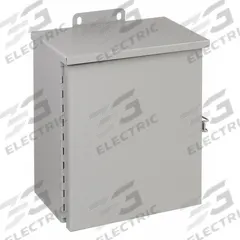 WIEGMANN Enclosure: Steel, 12 in x 10 in x 6 in, 3R, Solid Cover, Hinged, Included, Painted (MPN RHC101206). Key specifications — Brand: WIEGMANN; Closure Method: Padlock Hasp; Knockouts: Included.