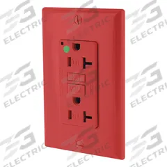 LEVITON GFI Receptacle: Hospital Grade Fed. Spec., Decorator Duplex, 5-20R, Red, GFCI, 125V AC, 20 A (MPN GFTR2-HGR)