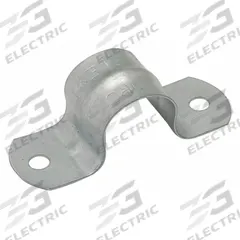 Conduit & Pipe Strap Clamp, Two-Hole: 1 1/4 in Trade Size, Steel, EMT (MPN 2095). Key specifications — Manufacturer Part Number: 2095; Color: Gray; Compatible Conduit Trade Size: 1-1/4 in; Compatible Conduit Type: EMT; Compatible Nominal Conduit/Pipe Size: 1-1/4 in; Compatible Pipe Size: 1-1/4 in; Finish: Electroplated; Material: Steel.
