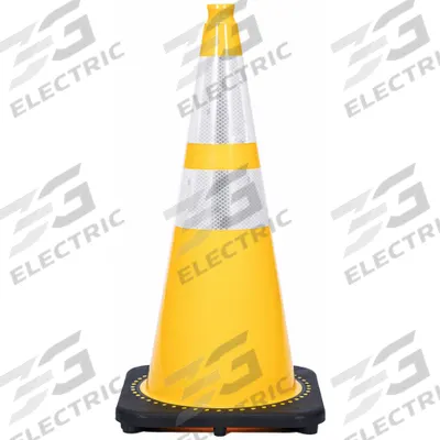 APPROVED VENDOR Traffic Cone with Bands: MUTCD/NCHRP-350, 28 in Cone Ht, Yellow, High-Intensity Prismatic - Traffic Cones for Non-Roadway Use
