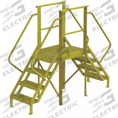 TRI-ARC Crossover Bridge: 3.3 ft Platform Ht, Steel, 1,000 lb Load Capacity, Perforated - Easy Descent Crossover Bridges