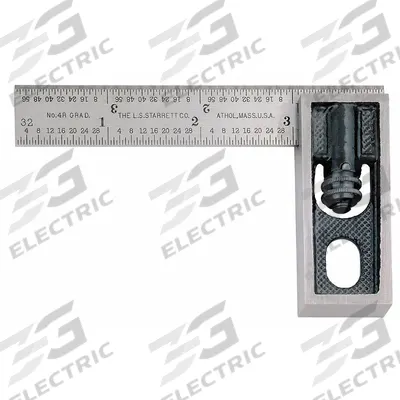STARRETT Double Square: SAE, Steel, Satin, 4 in Blade Lg - Machinist Precision Steel Combination Squares