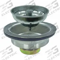 KISSLER Strainer: Stainless Steel, Chrome, 2 1/2 in Overall Ht, 3 in Overall Dia, Gasket (MPN 59-2040). Key specifications — Product Type: Sink Drain; Brand: KISSLER; Finish: Chrome; Material: Stainless Steel; Includes: Standard Mount Drain Kit.