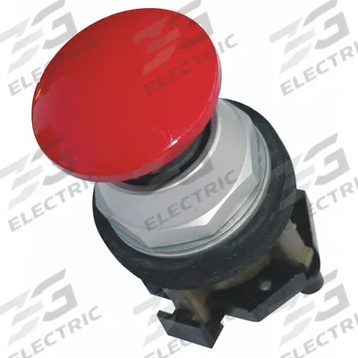 EATON Mushroom Head Push Button: Red, 30 mm Mounting Size, Non-Metallic - Mushroom-Head Push-Button Operators
