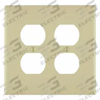 LEVITON Wall Plate: Duplex Outlet, 2 Gang, Ivory, Midsize Size (MPN PJ82-I). Key specifications — Brand: LEVITON; Material: Nylon.