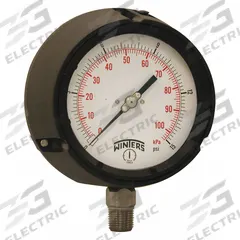 WINTERS Process Pressure Gauge: 0 psi to 15 psi, White, 4 1/2 in Dial, 1/2 in NPT Male, Bottom, PPC (MPN PPC5061-SG45). Key specifications — Brand: WINTERS; Pointer Color: Black; Accuracy: ±0.5%; Dial Color: White; Gauge Wetted Parts: Stainless Steel; Case Material: Phenolic; Vibration Resistance Properties: Field-Fillable; Pressure Range: 0 psi to 15 psi.