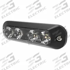 ECCO Warning Light: Perimeter Flashing Warning Light, Green, 5/8 in Overall Wd, 1 3/8 in Overall Ht (MPN ED3704G). Key specifications — Operating Voltage: 12-24V DC; Number of Flash Patterns: 30; Includes: Black Bezel; Electrical Connection: Blunt Cut Wires; Mount Type: Bolt; Brand: ECCO; Shape: Rectangular.