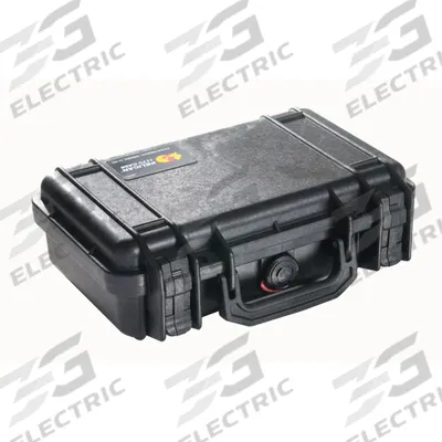 PELICAN Protective Case: 6 in x 10 1/2 in x 3 1/8 in Inside, No Foam, Black, Stationary - Suitcase-Style Cases