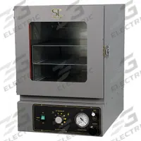 SHEL LAB Vacuum Oven: Vacuum, 0.56 cu ft Capacity, 210°C Max Temp, 3,100 W Watt, 0.56 cu ft Volume (MPN SVAC1E-2). Key specifications — attr1027177: 220 to 240V AC; attr1027180: SHEL LAB; attr1027171: +/-9°C @ 120°C; attr1027172: 9°C.