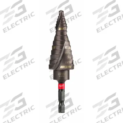 MILWAUKEE Step Drill Bit: 1/2" to 1", TiAlN-Coated HSS, Impact Rated - Impact-Rated High-Speed Steel Step Drill Bits