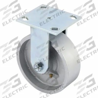 APPROVED VENDOR Plate Caster: Rigid, No Brake, Iron, 6 in Wheel Dia, 2 in Wheel Wd, Slot - Medium-Duty Plate Casters