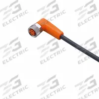Cordset: M8 Female Right Angle X Bare Wire, 4 Pins, Black, PUR, 2 m Cable Lg, 24 AWG Wire Size (MPN EVC153). Key specifications — Cable Jacket Color: Black; End 1 Mounting Orientation: Right Angle; End 1 Gender: Female; End 1 Connection Type: M8; Cable Jacket Material: PUR; Brand: IFM; IP Rating: IP69K; End 2 Connection Type: Bare Wire.