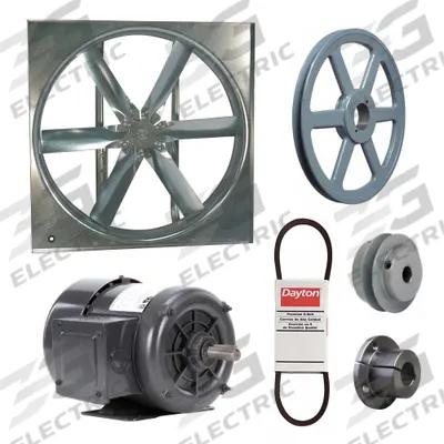 Dayton Supply Fan w/Drive Package: Belt Drive, 36 in Blade, Totally Enclosed, 10,484 cfm - Belt-Drive Panel Supply Fans with Drive Package