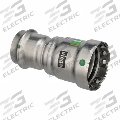 VIEGA MEGAPRESS Transition Coupling: 1 1/2 in Pipe x 1 1/2 in Pipe Size, Coupling Body - Potable Water Stainless Steel Press Tube Fittings