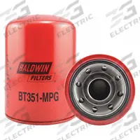 BALDWIN FILTERS Hydraulic Filter: Hydraulic Fluid, 1 1/4"-11 Thread Size, Spin-On, 5 in Outside Dia (MPN BT351-MPG). Key specifications — Media Material: Cellulose; Brand: BALDWIN FILTERS; Compatible Fluid Type: Hydraulic Fluid; Includes: Integral Gasket; Thread Size: 1-1/4"-11.