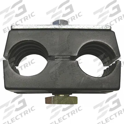 BEHRINGER PIPE SYSTEMS Vibration-Dampening Beta Clamp: Ribbed Bore, Steel Clamp, For 2 Lines (MPN R0T51660-PP) - Vibration-Dampening Textured Core Beta Clamps