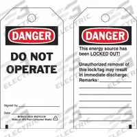 BRADY Danger Tag: Danger, Danger Do Not Operate, Polyester, Date/Remarks/Signed By, Write-On Surface (MPN 76224)