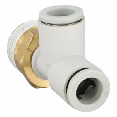 SMC Push-Fit Tee Fitting: 3/8 in Pipe x 8 mm OD x 8 mm OD Size, 43 11/16 mm Overall Lg - Polybutylene & Brass Tube Fittings